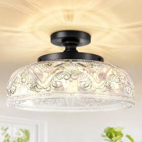Slypadan 3011c-3b-1pus Semi Flush Mount Ceiling Light 12 Inch Large Black