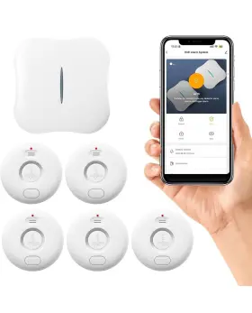W13-wd17x5 Smarthome Wifi Water Leak Detector Kit - Smart Home Alarm System With App Control 5 Senso
