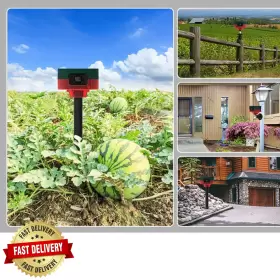 20230913 Solar Outdoor Motion Sensor Alarm-dog Barking&gunshot Sound 130db Loud Noise Mak