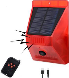 Solar 705353196171 Outdoor Motion Sensor Alarm-129db Loud Siren Lamp Noise Maker 4 Working M