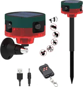 Solar 711181250886 Outdoor Motion Sensor Alarm-dog Barking&gunshot Sound 130db Loud Noise Mak