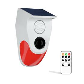 Soujamao 783970496935 Solar Sound And Light Alarm Motion Sensor With Remote Control 120 Decibels Sire
