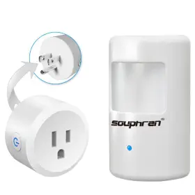 Souphran 765908867680 Plugin Wireless Motion Activated Light Control No Wiring 130 Ft Rf Range Adjusta