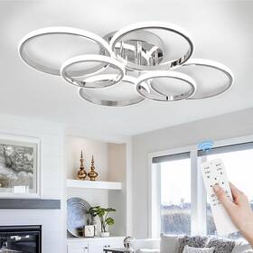 Sovinzert Cl-6qsl-d-us-fba Modern Ceiling Lights 6 Rings 29.5 Inches Chrome 6rings Circle