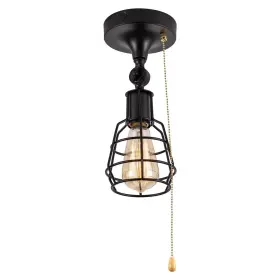 Cl1902-1bk Spacethree Industrial Farmhouse Close To Ceiling Light With Pull 1-light Oil Black
