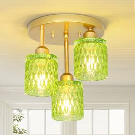 Stepeak 250410a1 3-light Semi Flush Mount Ceiling Light Vintage Gold Kitchen