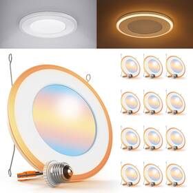 Sunco Lighting Dl Fl Re6 Nl-wh-2760k-12pk 12 Pack 6 Inch Can Lights For Ceiling Led Flat Recessed White