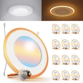 Sunco Lighting Dl Fl Re6 Nl-wh-2760k-12pk 12 Pack 6 Inch Can Lights For Ceiling Led Flat Recessed White