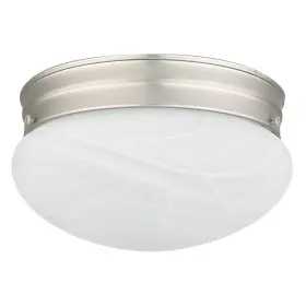 F3296-53 Sunset Lighting Flush Mount With Faux Alabaster Satin Nickel