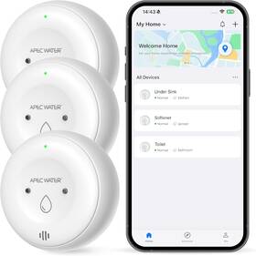 Systems 313099240241 Wifi Water Leak Detector For Home App Connected Get Real-time Alerts Highly Re