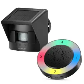 Tecknet 056243632466 Solar Wireless Driveway Alarm With 2600ft Long Range And 36 Melodies 5 Volume