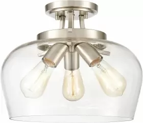 B7143-3cu-bn Teenyo 13.6-inch Brushed Nickel Semi Flush Mount Ceiling Light Silver