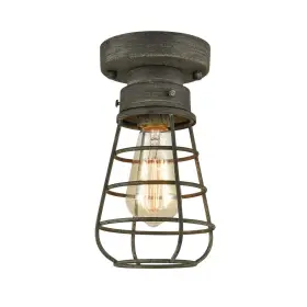 Tengiants 723576370260 Farm Rustic Ceiling Light Fixture Small Metal Caged Rust