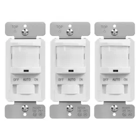 Topgreener 883951847623 Slider Switch Single Pole Motion Sensor 120v 1.25 Amp White 3-pack