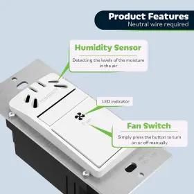 Tdhs5 Topgreener Humidity Sensor Switch For Ventilation Fan Air Moisture Detection B