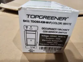 Tdos5-km-w-f Topgreener White Motion Sensor Occupancy Vacancy Cds Switch