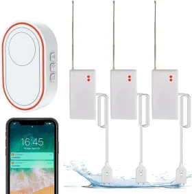 Tuehakny 445049464414 Wifi Water Sensor 3 Pack Smart Leak Detector With Adjustable Alarm And A