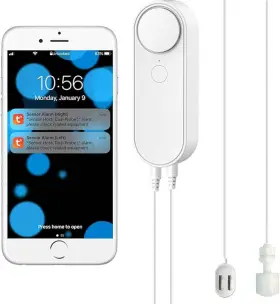 Tuha-tech 445045936953 Wifi Water Leak And Level Detector Smart Sensor With 16.4ft Dual Detection Line
