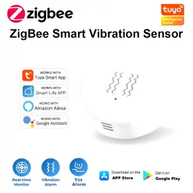 Turbo-roofinds 313022253249 Tuya Zigbee Smart Vibration Tilt Sensor Real Time Monitoring Door Window Detecti