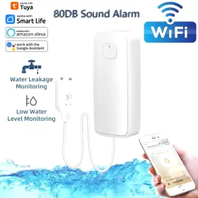 Turbo-roofinds 313087547512 Tuya Wifi Smart Water Leak Sensor Overflow Level Detector 80db Sound Alarm