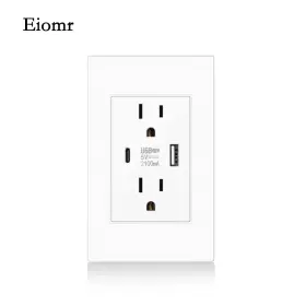Turbo-roofinds 445026690645 Us Standard Wall Socket With Usb Type-c Charging Port 5v 2.1a 118mm 75mm Firepr