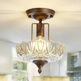 1275 Uofus Glass Ceiling Light Fixture Vintage Small Semi Flush Mount Bronze 1275 Uofus Glass Ceiling Light Fixture Vintage Small Semi Flush Mount Bronze
