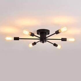 Uofus 782901183296 6 Lights Sputnik Semi Flush Mount Ceiling Light Matte Black