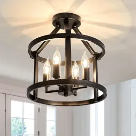 Uofus 782938206395 Metal Semi Flush Mount Ceiling Light Fixture 4 Candle Holder Black Uofus 782938206395 Metal Semi Flush Mount Ceiling Light Fixture 4 Candle Holder Black