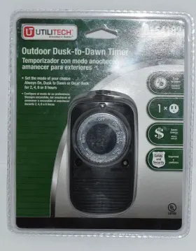 0154182 Utilitech Outdoor 1 Outlet Digital Timer Dusk To Dawn Factory Sealed