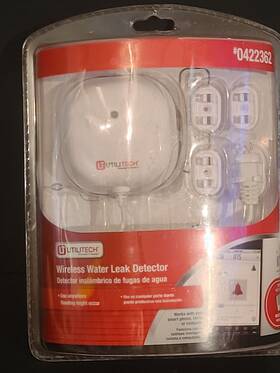 Utilitech 0422362 New Factory Sealed Wireless Water Leak Detector Flood Sensor
