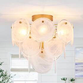 Vanzarla Gd018-4 Modern Flush Mount Glass Ceiling Light Gold Hallway Lights Vintage