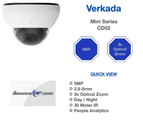 Cm52 Verkada Cd52 Ai 5mp Advanced Analytics Outdoor Color Day Night Network Camera