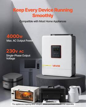Vevor Gd5548jmh 4000w Hybrid Solar Inverter 24v Dc To 230v Ac Pure Sine Wave Power C