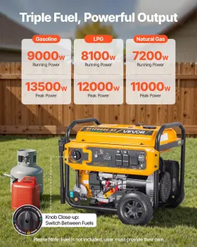 Gf12000e-a2 Vevor Portable Generator Gasoline 13500w Peak Watt Lpg 12000w And Natural G