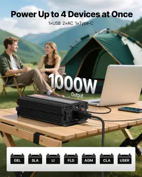 Tm-1000w Vevor 1000w Power Inverter 12v Dc To 120v Ac Modified Sine Wave Car Charge