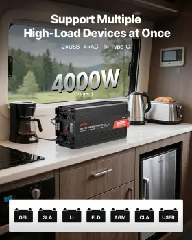 Tm-4000w Vevor 4000w Power Inverter 12v Dc To 120v Ac Modified Sine Wave Solar Car