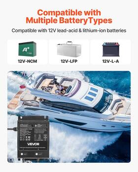 Vevor Uymc-2p 2-bank 10a 12v Smart Marine Battery Charger Onboard Ip68 Waterproof Boat Rv