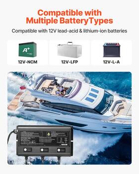 Vevor Uymc-3m Marine Battery Charger 3-bank 5a 12v Onboard Boat Ip68 Waterproof Sm