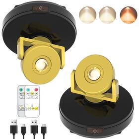 Vigmoj 01spot-bg-2 Wireless Led Spotlight 2 Pack Rechargeable Uplights Picture Lights Blackgold