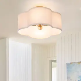 Viluxy 721353045189 Semi-flush Mount Ceiling Light Fixture Cream White Fabric Off-white