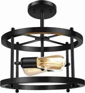Vsaten 669909827394 2-light Semi Flush Mount Ceiling Light Fixture Vintage Black Vsaten 669909827394 2-light Semi Flush Mount Ceiling Light Fixture Vintage Black