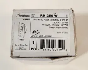 Rh-250-w Wattstopper Legrand Multi-way Resi Vacancy Sensor White Rh-250-w Wattstopper Legrand Multi-way Resi Vacancy Sensor White