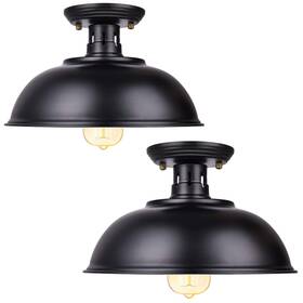 Wegitcs Dhe00145 Vintage Rustic Semi Flush Mount Light Farmhouse Black Ceiling 2 Pack