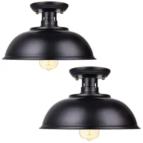 Dhe00145 Wegitcs Vintage Rustic Semi Flush Mount Light Farmhouse Black Ceiling 2 Pack