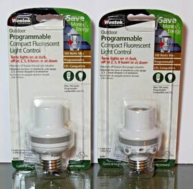 Westek 070686492253 Lot Of 2 Programmable Compact Fluoresent Outdoor Light Control
