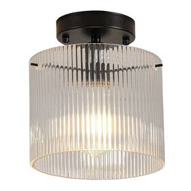 Wochos 8026 Modern Semi Flush Mount Ceiling Light Industrial Clear Glass Black
