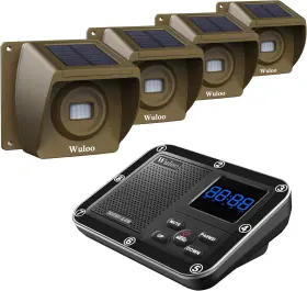 4-brown-s Wuloo Solar Driveway Alarm Wireless Motion Sensor 1800ft Range Weatherproof Rechar
