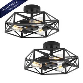 Wyneyet Wyclbk005-2 14.5 Inch Close To Ceiling Light Fixtures 3-lights 2 Pack Black