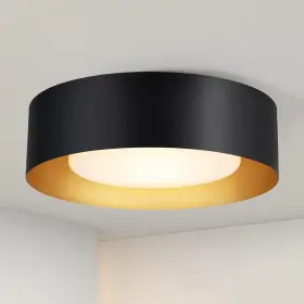 2021112501 Yiisem Modern Black And Gold Flush Mount Ceiling 12.5 In Gold-glass