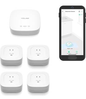 Yolink Ys7906-uc Smart Home Starter Kit Hub And Water Leak Sensor 4 With Audio Alarm